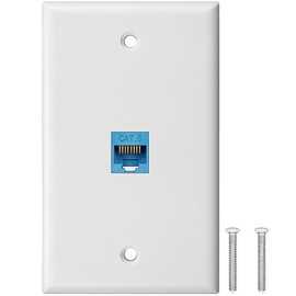 tunghey Ethernet Wall Plate 1 Port,Cat 6 Wall Plate Female-Female Compatible with Cat7/6/6e/5/5e Ethernet Devices (1Cat6)