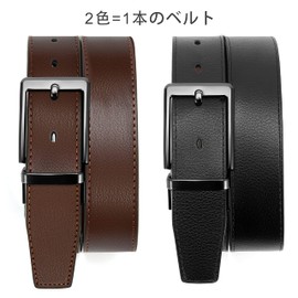 CHAOREN Reversible Belt for Men - 1 & Double Color Belt with Swivel Buckle - Men's Business Suit Belt - Casual Belt, Adjustable Size, Gift Box Included, Christmas Gift Belt, A Black/Dark Brown