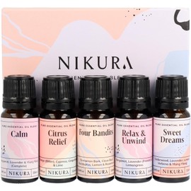 Nikura Essential Oils Blends Gift Set | Calming Essential Oils for Diffusers for Home, Christmas, Sleep, Wax Melts | Relaxing Aromatherapy Oils Set | UK Made & Vegan