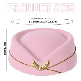 ZUYYON 2 Pcs Women Flight Attendant Hat Woolen Air Stewardess Cap Stewardess Uniform Plane Cap Cosplay Costume Accessories(Pink)