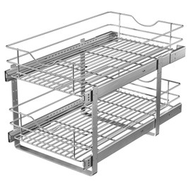 LOVKIT Pull Out Cabinet Organizer,(17½"W x 22" D) 2 Tier Soft Close Slide Out Drawer For Kitchen Base Cabinet, Individual Pull Out Shelf, Roll Out Pantry Organization, 22 Inch Deep