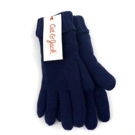 Cat Jack Gloves Childrens OS Navy Blue Knit Kids Youth Lined Rolled Cuff Winter