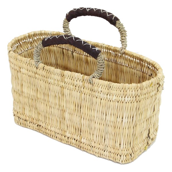 Matsunoya Basket Straw Leather Hand Horizontal Basket S