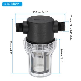 PATIKIL 1/2 Inch Male in-Line Strainer with 80 Mesh Stainless Steel Filter Screen Water Pump Filter for Garden Irrigation Pressure Washer Inlet
