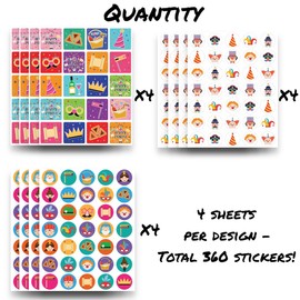 Joyful Artistry Purim Stickers, Purim Sticker for Kids, Purim Decorations, Purim Bags, Purim Gifts for Kids, Purim Party Supplies, Purim Crafts (360)