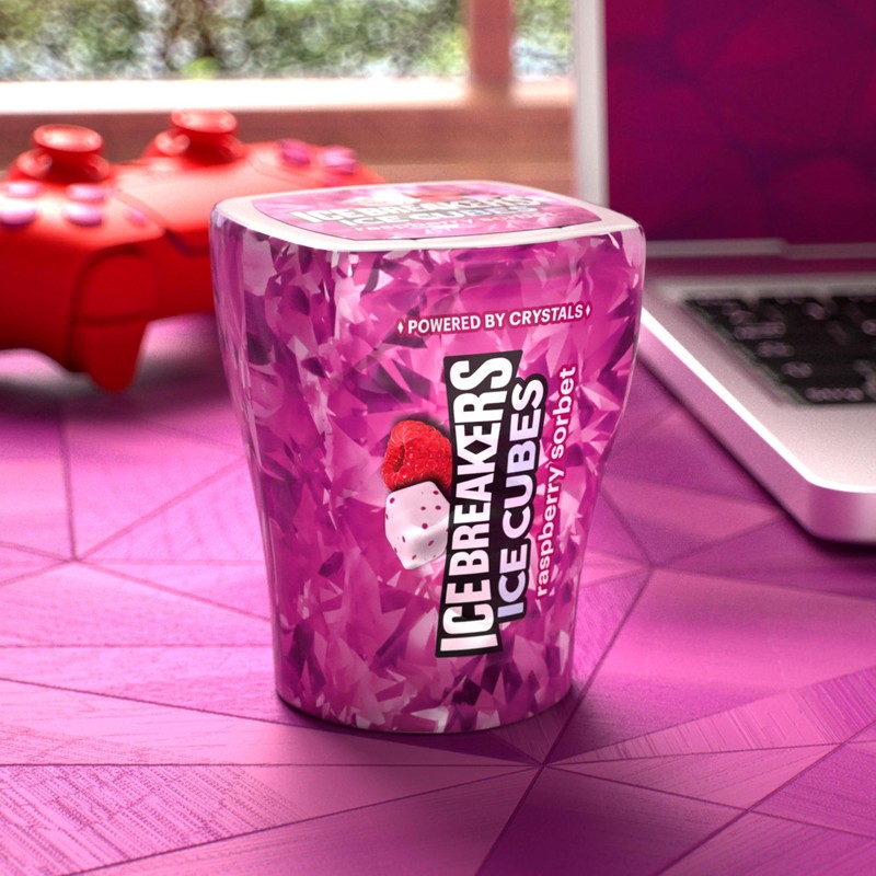 ICE BREAKERS Ice Cubes Raspberry Sorbet Flavored Sugar Free Chewing