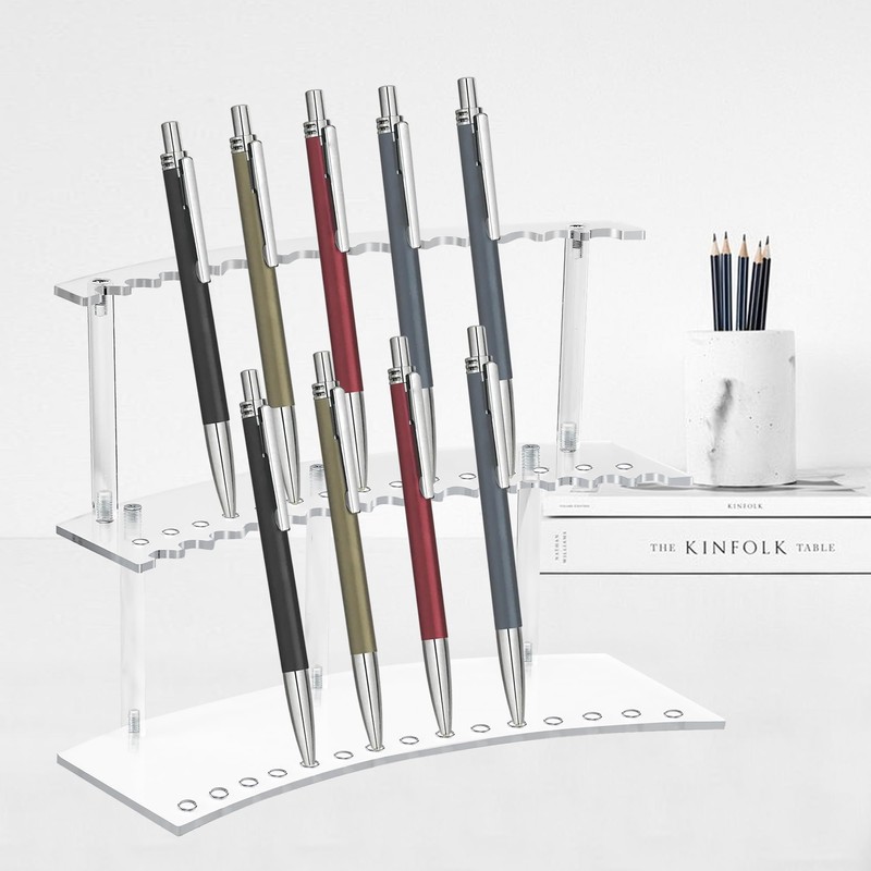 30-Slot Acrylic Pen & Makeup Brush Organizer Holder - 2