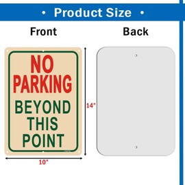 2 Pack No Parking Beyond This Point Sign – 14x10 in Reflective Metal Aluminum – Rust-Free, Weatherproof, Easy to Mount Outdoor Warning Signs for Driveway, Property, Business