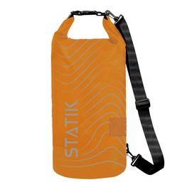 Statik MarCase Waterproof Dry Bag 10L - IPX8 Roll Top Waterproof Bag, Clear Window for IDs, Light Reflective Outer Pattern, Durable Boating & Kayak Accessories for Fishing, Camping, Swimming (Orange)