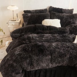 HAIHUA Faux Fur Tie Dye Fluffy Pillow case, Soft Tie Dye Decorative Fuzzy Pillow case, Fluffy Pillow Covers for Home Bedroom Living Room, Zipper Closure, Set of 2 (Tie Dye Black, 18"x 18")