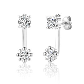 Earrings 925 Silver Set for Women Girls, 3 Pairs Hypoallergenic Silver Stud Earrings & Hoop Earrings Set with Zirconia, Small Cartilage Sleeping Earrings Jewellery Gifts, White Gold