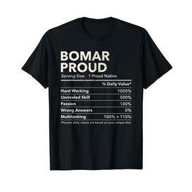 Bomar, Alabama Proud Nutrition Facts T-Shirt