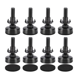 Toolzia 8Pcs Adjustable Levelling Feet, 3/8“-16 Thread Heavy Duty Adjustable Feet for Furniture Table Leg Extenders With T Nut Bolt And 8 Anti-Slip Felt Pads (Black)