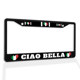 Fastasticdeals Metal Insert License Plate Frame Ciao Bella Italy Weatherproof Car Accessories Black 2 Holes Solid Insert