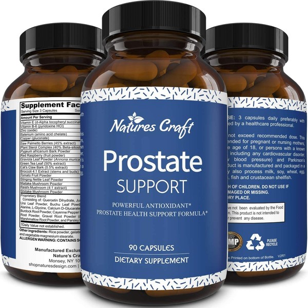 Natural Prostate Support Health Supplement Pure Extract Pills Formula Saw Palmetto Extract Capsules Plant Sterol Complex – Urinary System Boost Vitamins Hair Growth for Men by Natures Craft