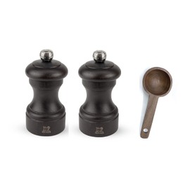 Peugeot Bistro 4-Inch Salt & Pepper Mill Gift Set, Chocolate - With Scoop (Salt & Pepper Mill Set)