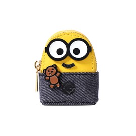 FION Cute Cartoon Minions Bag Charm with Zipper and Cross Body Strap, Headphone Earbud Storage Bag