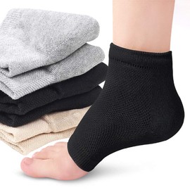 Moisturizing Socks, 2 Pairs-Moisturizer Gel Foot Heel Socks for Dry Cracked Heels, Open Toe Socks, Ventilate Gel Spa Socks (Grey)