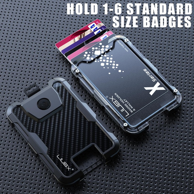 LIUGX Carbon Fiber Badge Holder, No-Clip Version, ID Card Holder,Heavy