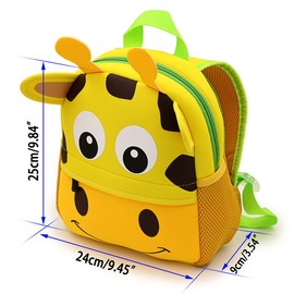 IGNPION Nursery Kids Backpacks Toddle Children School Bag Zoo Lunch Bag 3D Cute Animal Cartoon Preschool Rucksack (Giraffe(Small))