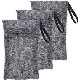 Bolsa De Viaje Para Guardar Jabón (3 Unidades), Bolsa De Malla Rugosa Para Jabón Exfoliante, Esponja De Ducha, Esponja De Ducha Exfoliante, Color Gris