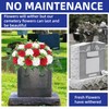LOSFOTBO Artificial Cemetery Silk Flowers Saddle,Carnation Cemetery Headstone Flower Saddle,Memorial