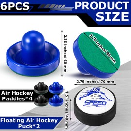 Seenelling 6 Pcs Electric Floating Hockey Pucks and Paddles, 2 Pcs Hover Hockey Puck and 4 Pcs Goal Pusher Paddles for Any Flat Surface Game Tables, No Batteries Included