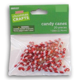 Mini Candy Cane Ornament Charms,Plastic - 20 Piece - 1.09 Inches