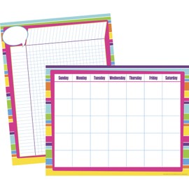Barker Creek Calendar and Incentive Chart Set, Happy, 2 Chart Set, Coordinating Calendar and Incentive Chart in Happy Colors, Charts Measure 17" x 22" Each (574)