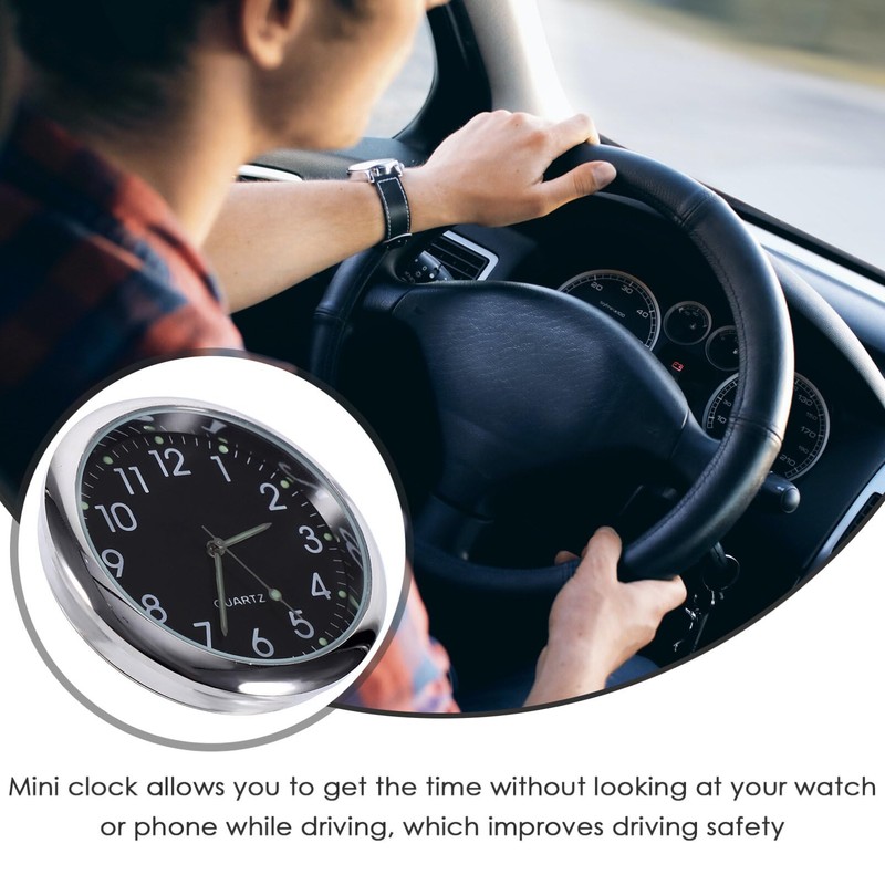 Toyvian Stick on Dashboard Car Clock Mini Tiny Small Luminous