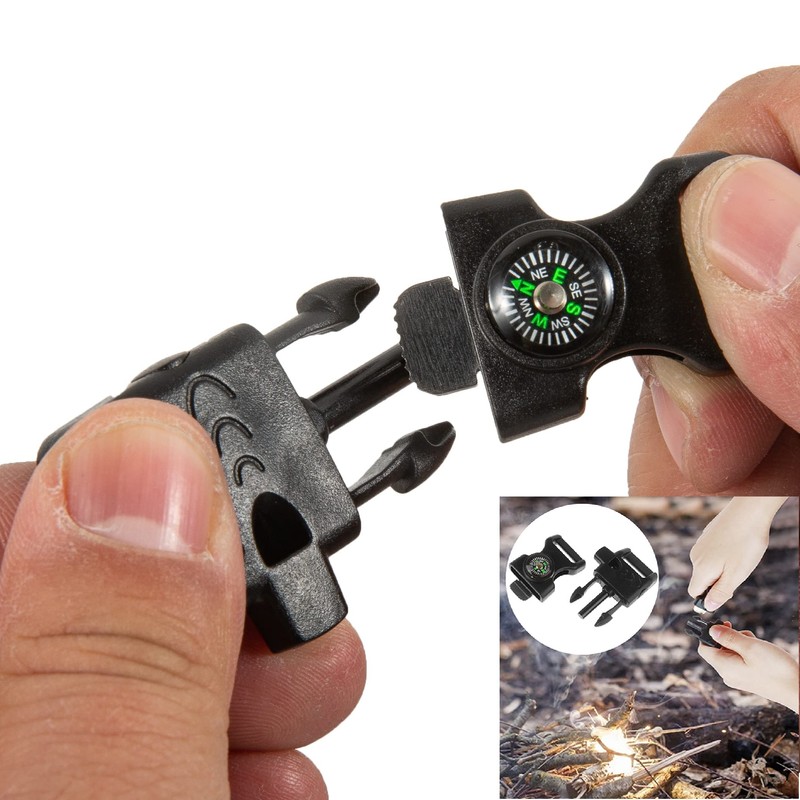 YEHAM 10 PCS Emergency Whistle Buckle Come with Compass&Fire Starter&Flint