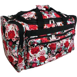 22" Fashion Multi Pocket Gym Dance Cheer Travel Carry On/Duffle Bag (Floral)