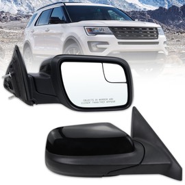 Lqito Right Passenger Side Mirror Compatible With 2011 2012 2013 2014 2015 2016 2017 2018 2019 Ford Explorer With Manual Folding Power Glass Black Replace#GB5Z17682AB(3Pins)