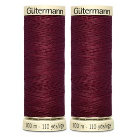 2X 100m Gutermann Sew-All Polyester Thread for Hand or Machine Sewing, Burgundy 0368 – Bundled by GetInStyle Shop