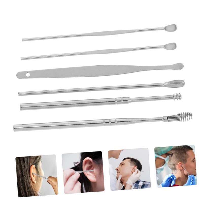 SAFIGLE 6Pcs Stainless Steel Ear Cleaning Tools Set Portable Ear
