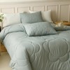 CLOTHKNOW Grayish Blue Twin Comforter Set - 3Pcs Daisy Puff