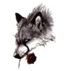 EROSPA® Temporary Tattoo Sheet / Sticker Wolf Wounded Lonely Sad Rose Waterproof