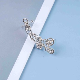 Cimenexe Bohemian Crystal Flower Earrings CZ Butterfly Climber Earrings Paved Flower Ear Crawler Earrings Silver Rhinestone Butterfly Stud Earrings Jewellery for Women and Girls