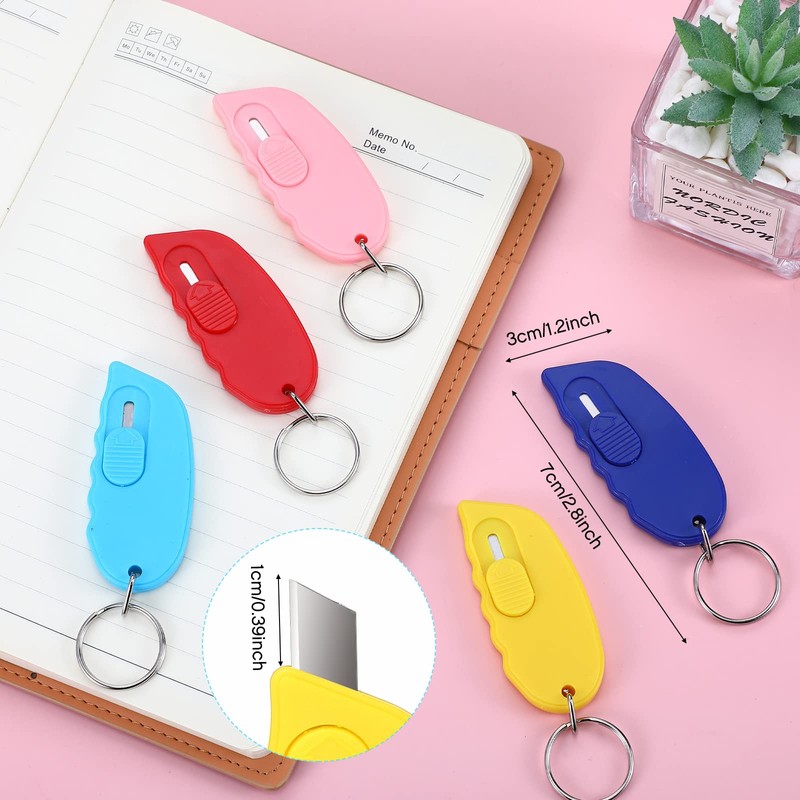 Minatee 12 Pack Mini Box Cutter Portable Mini Keychain Box