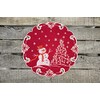Beautifully Elegant Silver Star Topped Trees and Snowman on Red