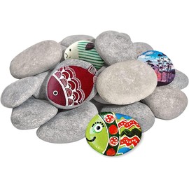 DALTACK 10 Pcs Large Rocks for Painting, Natural River Rocks, Flat River Rocks, 2-3 Inches Stones for Arts & Crafting