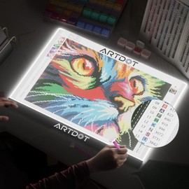 ARTDOT ARTDOT A3 LED Light Pad for Diamond Painting, USB Powered Light Board Kit, Adjustable Brightness with Diamond Painting Tools Detachable Stand and Clips