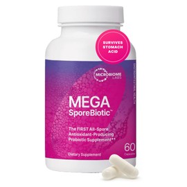 Microbiome Labs MegaSporeBiotic Probiotics for Women & Men - Spore-Based Probiotic for Gut Health & Digestive Support - Shelf-Stable, Travel-Friendly, Mens & Womens Probiotics (60 Capsules)