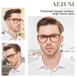 AEZUNI Large Reading Glasses Men Oversized Retro Square Readers 1.00 1.25 1.50 1.75 2.00 2.25 2.50 2.75 3.00 3.50 4.00 5.00 6.00 (Yellow 600)