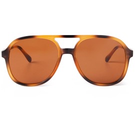 Laurinny Retro Pilot Sunglasses for Women Men Classic 70s Tinted Trendy Square Double Bridge Sun Glasses(Brown Tortoise/Brown)