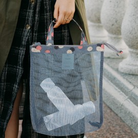 Ipetboom 2Pcs Portable Travel Wash Bags Lightweight Mesh Toiletry Pouches for Organizing Cosmetics and Sundries for Camping and Travel Floral