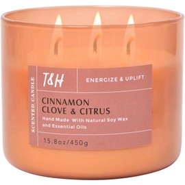 Vela perfumada de clavo de canela | 3 mechas de canela, clavo, vainilla, jengibre y madera de cedro | Velas de soja de invierno altamente perfumadas de 15.5 onzas para el hogar | Vela relajante para aliviar el estrés de aromaterapia