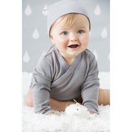 Babysoy Long Sleeve Kimono for Newborn, Infant, Unisex Baby - Cotton & Azlon - Side-Snap Baby Onesies, Long Sleeve Onesies Girl & Boy, Baby Essentials - Onesies 0-3 Months Unisex, Thunder, One Piece