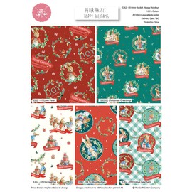 Peter Rabbit Hoppy Holidays Christmas Cotton Fat Quarter Bundle of 5 Quilting Fabrics.