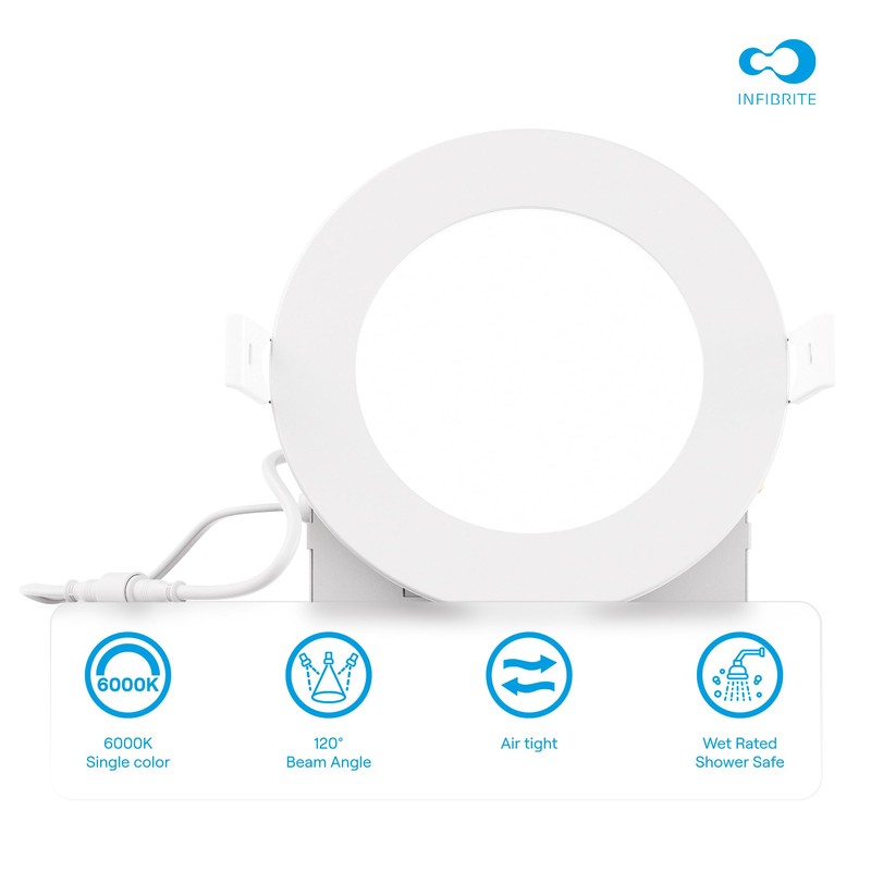 INFIBRITE 6 Inch 6000K Clear White 12W 1050LM LED Ceiling